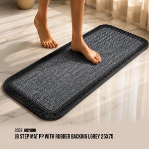 JB Step Mat PP With Rubber Backing Lgrey 25x75
