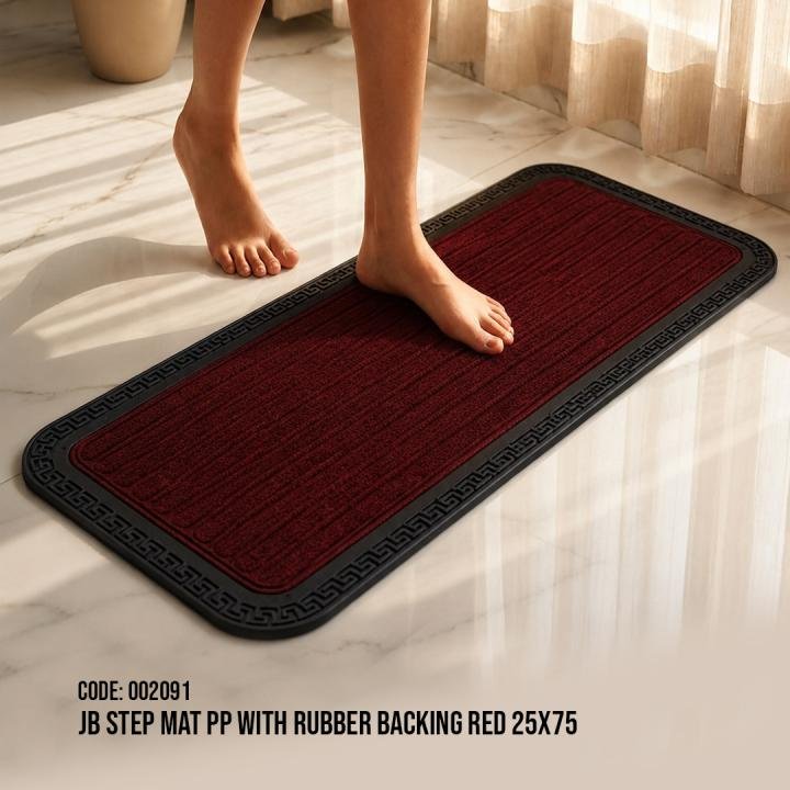 JB Step Mat PP With Rubber Backing Red 25x75